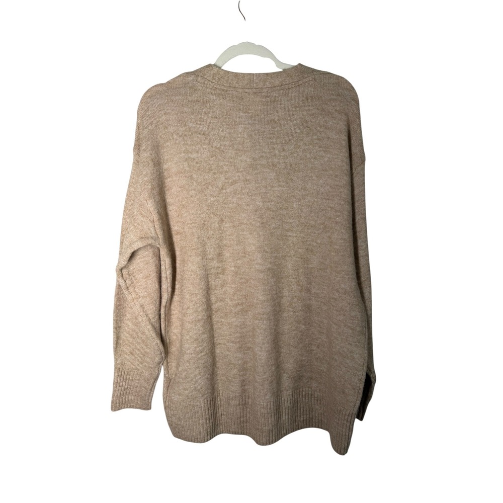 HM Womens V-Neck Sweater Marled Beige Oversized Knit Pullover Small NWT - Picture 8 of 8